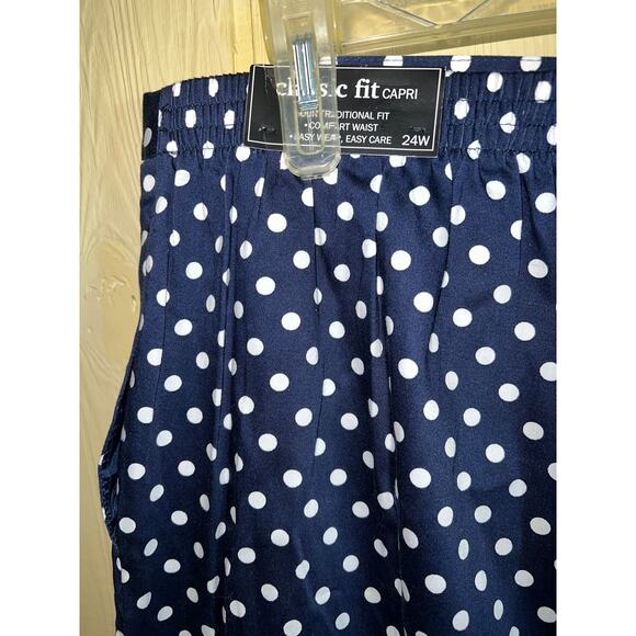 Alfred Dunner Pants Womens 24W Crop Pedal Pusher Capri Navy BluePolka Dot - Picture 8 of 10